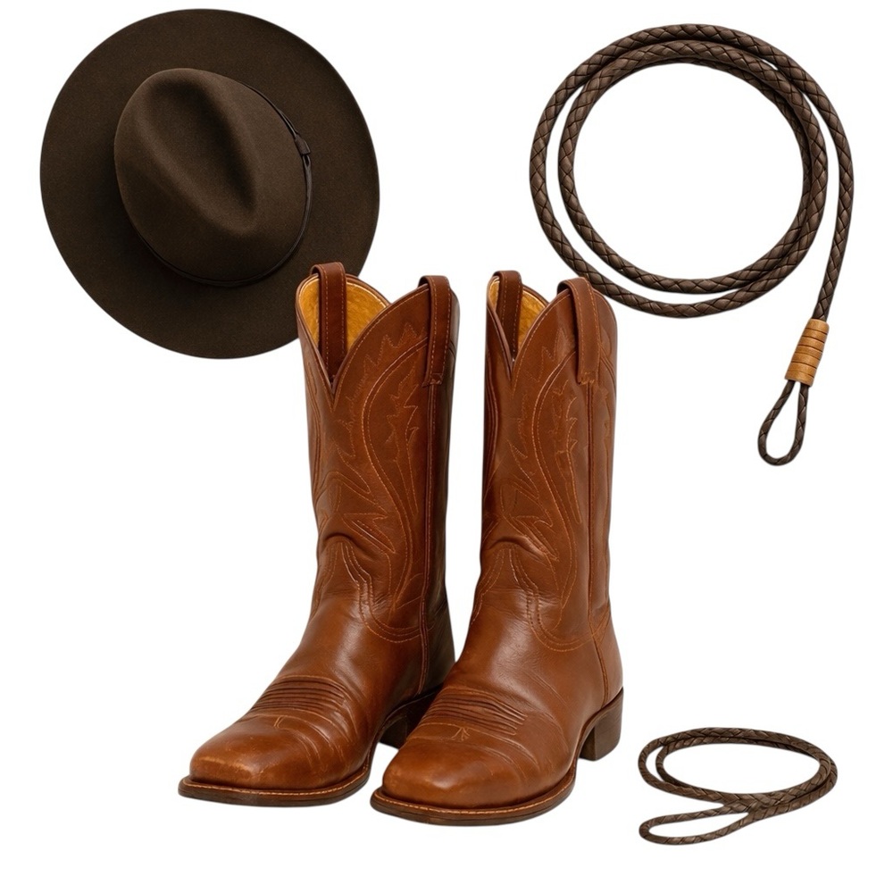 Ariat Men's Square Toe Brown Leather Cowboy Boots 8.5 EE Brown Western Work GUC